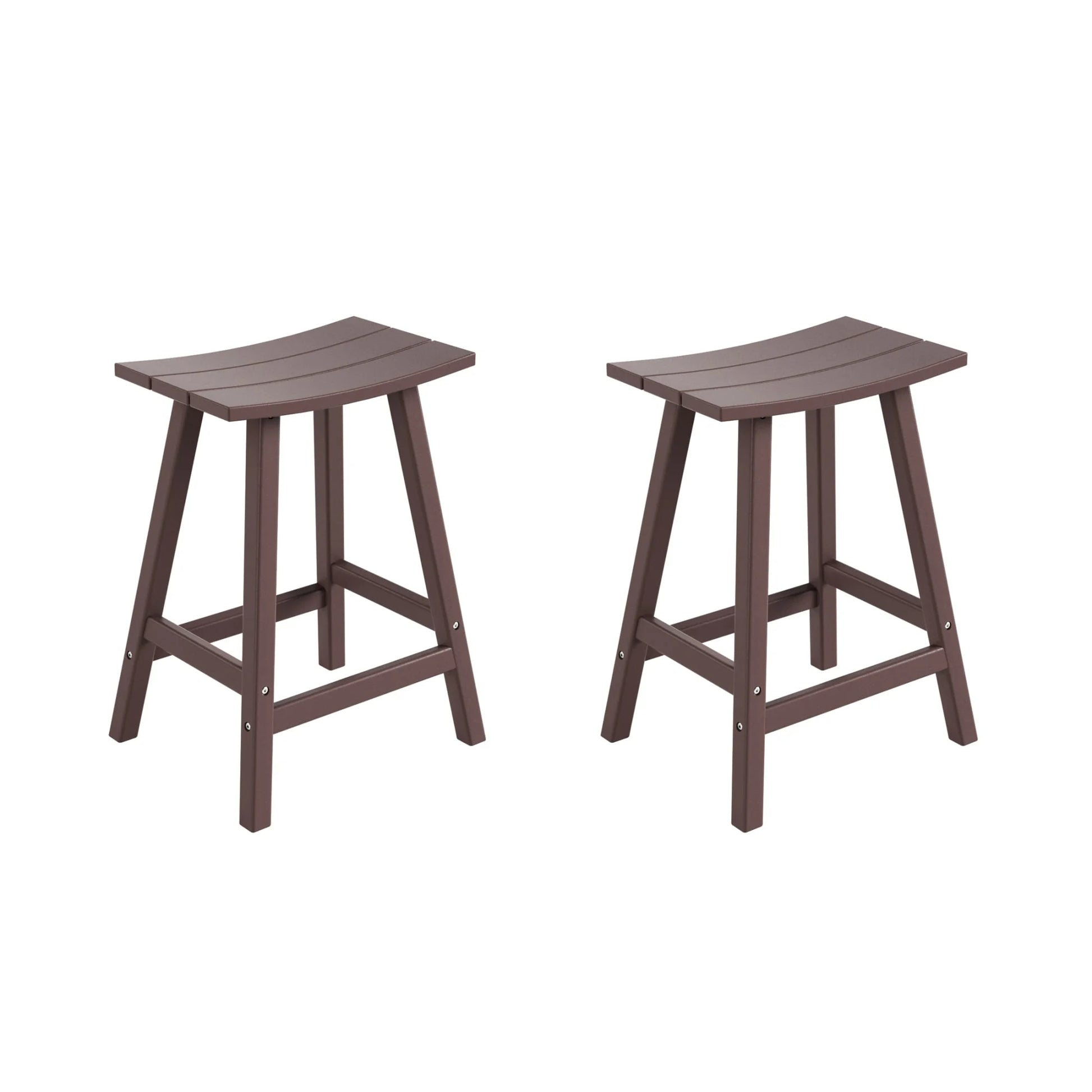 WestinTrends Malibu HDPE Outdoor Patio 24" Bar Stool Saddle Seat (Set of 2), Dark Brown