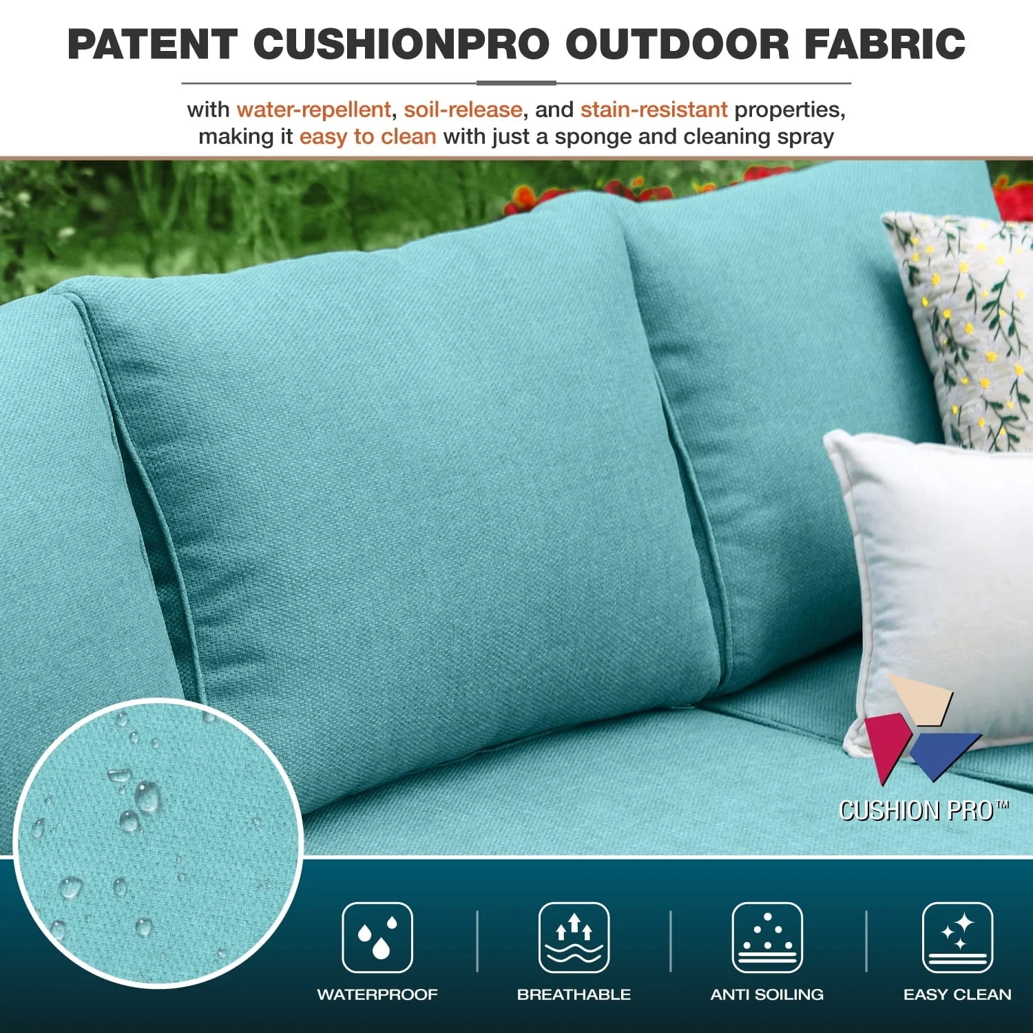 MF Studio 7-Seat Outdoor Patio Conversation Set Wicker Furniture Sofa Set Blue