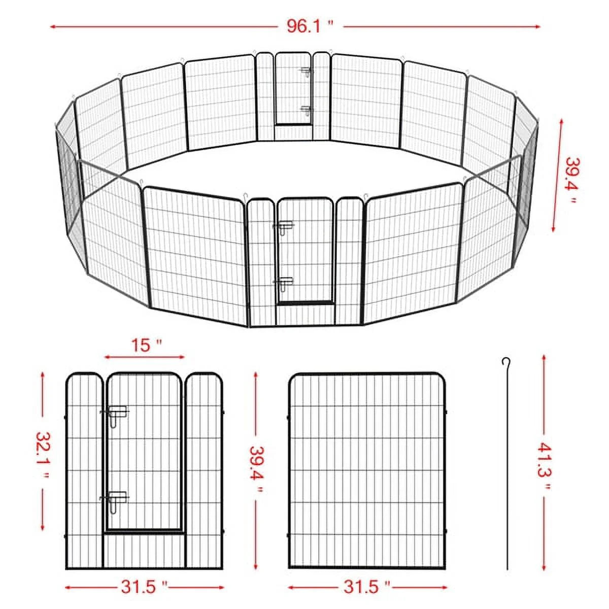 Topeakmart Decorative Garden Fence Rustproof Folding Fencing Landscape Patio Flower Bed Animal Barrier Border Black (40in x 43ft)