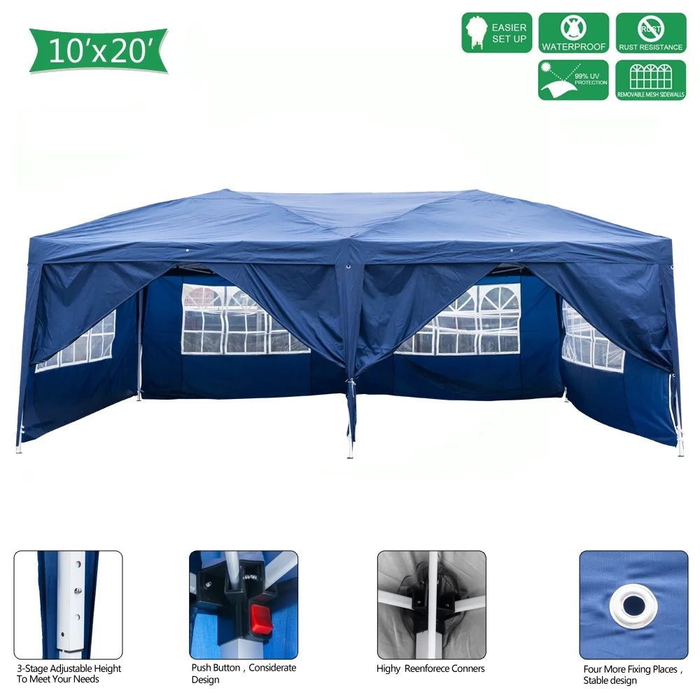 Zimtown 10'x 20' Patio EZ POP UP Party Tent Wedding Gazebo Canopy Marquee 6 Walls