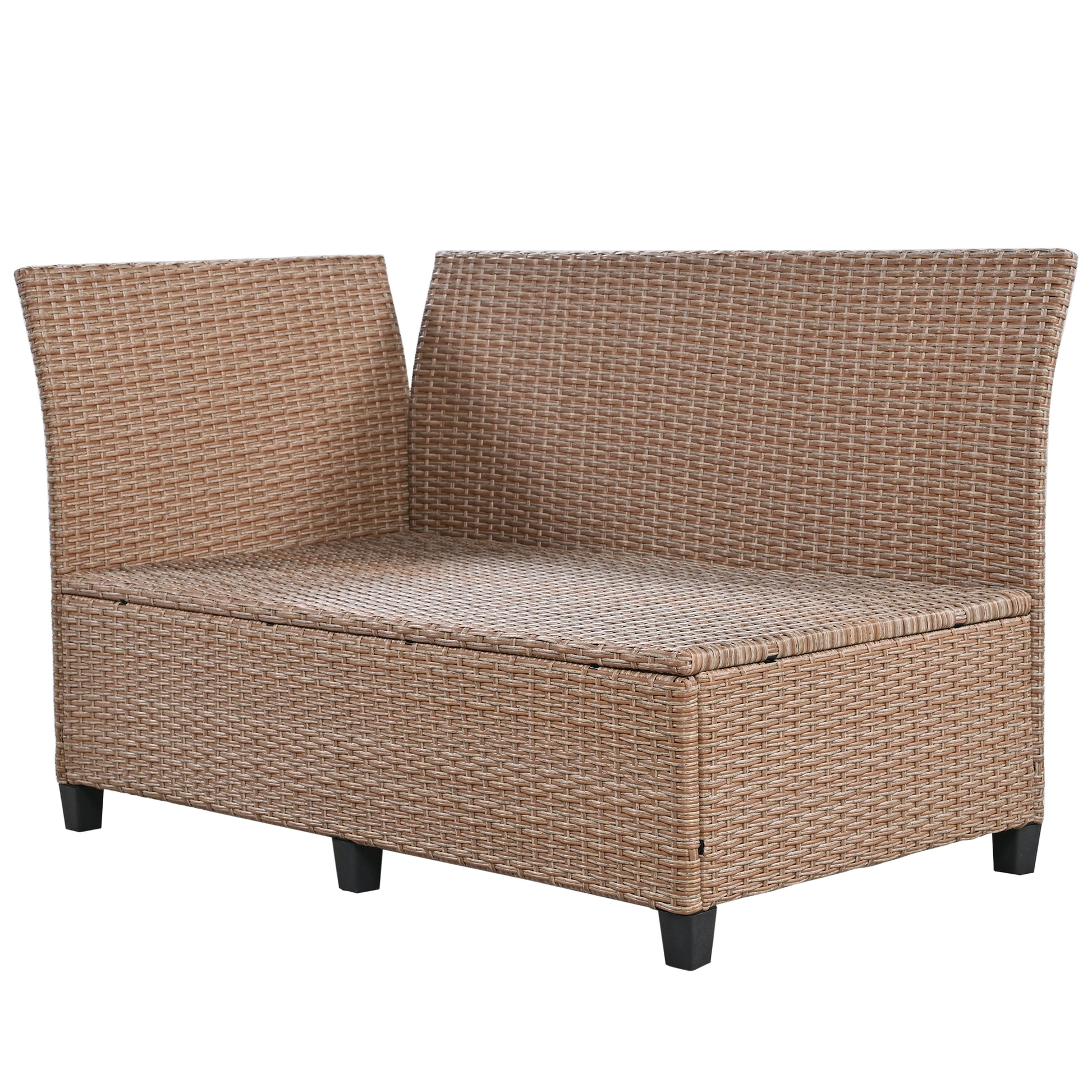 Harper & Bright Designs Outdoor Rattan Sectional Sofa Set with Dining Table, Patio L-Shaped Wicker Conversation Set with 2 Extendable Side Tables, Brown