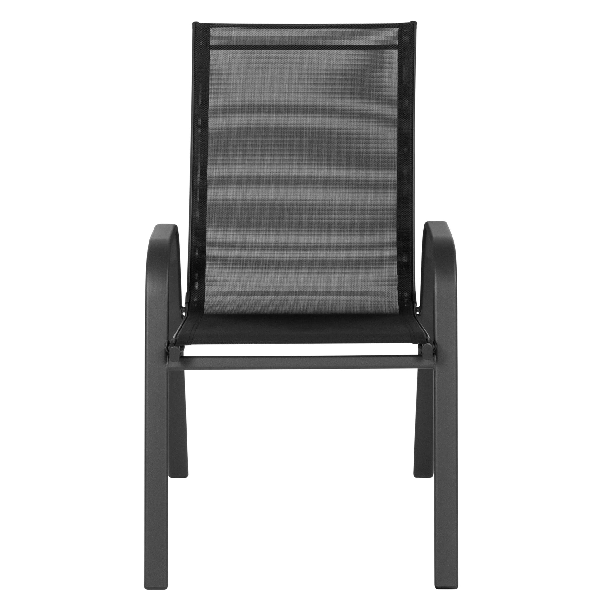Flash Furniture Flash Furniture Brazos Series Outdoor Stackable Patio Chairs for Adults, Set of 4, Black