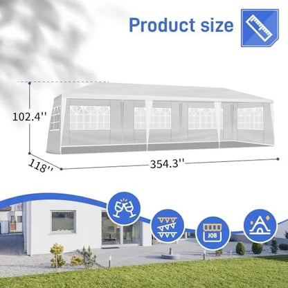 10'x30' Party Tent,Outdoor Heavy Duty Canopy with 5 Sidewalls,Patio Events Canopy Gazebo Shelter,Waterpoof Wedding Tent for Family Gatherings Parties Carport