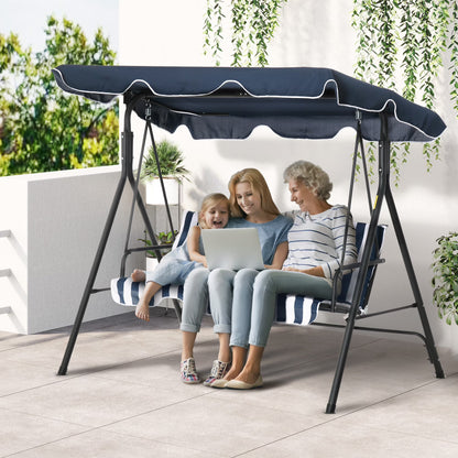 Outsunny 3-Seat Outdoor Patio Swing Chair with Removable Cushion, Steel Frame Stand and Adjustable Tilt Canopy for Patio, Garden, Poolside, Balcony, Backyard, Green