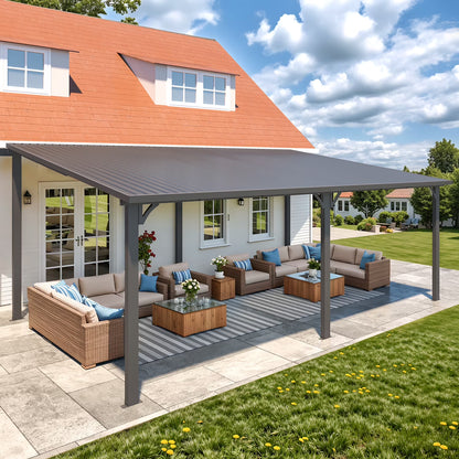 AECOJOY 10' x 12' Hardtop Gazebo, Heavy Duty Outdoor Gazebo with Galvanized Steel Sloping Roof, All Weatherproof Metal Gazebo Featuring Vertical Stripes for Patio, Backyard, and Lawns