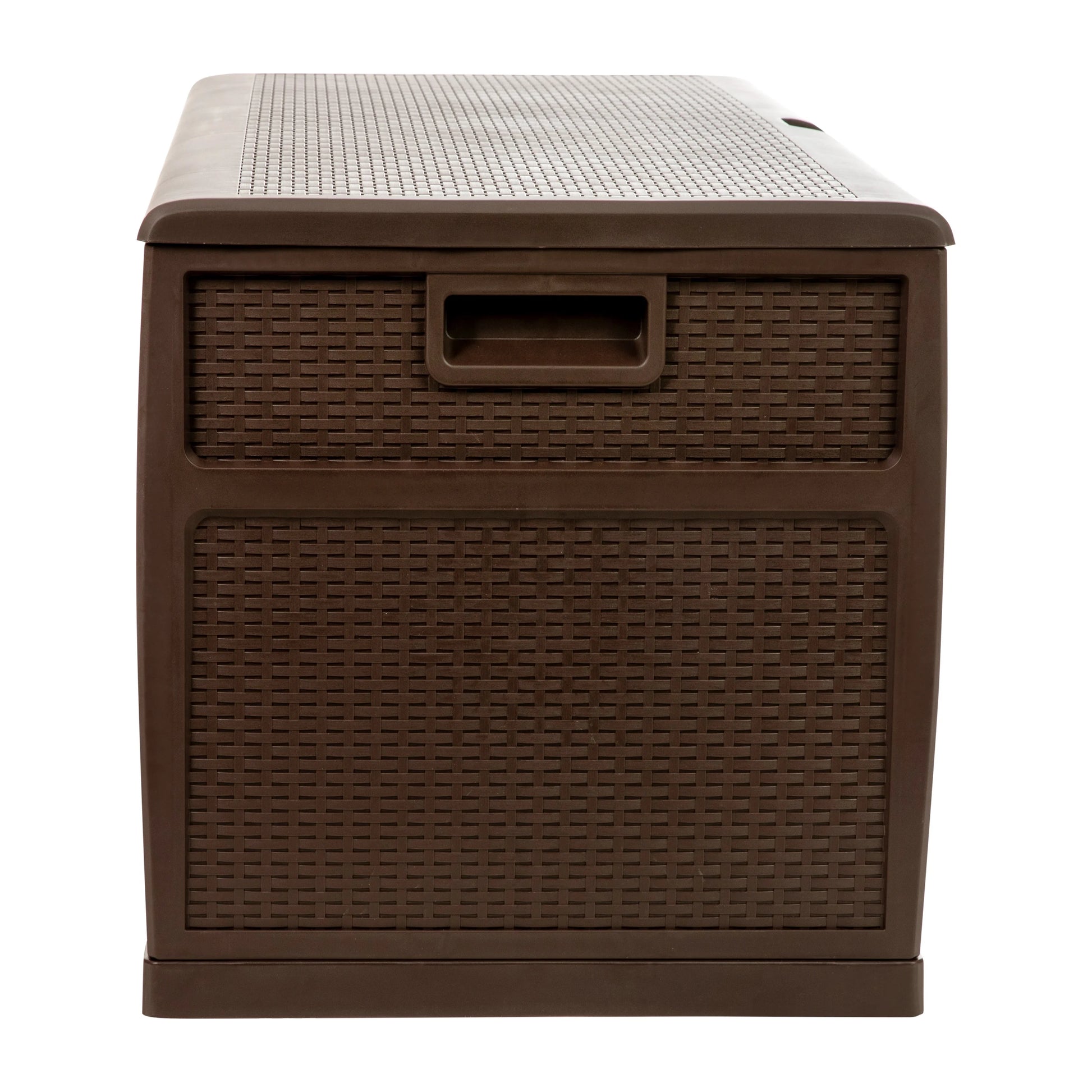 Merrick Lane Brown 120 Gallon Weather Resistant Outdoor Storage Box for Decks, Patios, Poolside and More