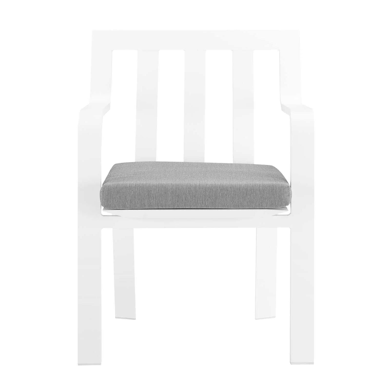 Lounge Chair Armchair, Set of 2, Aluminum, Metal, Steel, White Grey Gray, Modern Contemporary Urban Design, Outdoor Patio Balcony Cafe Bistro Garden Furniture Hotel Hospitality