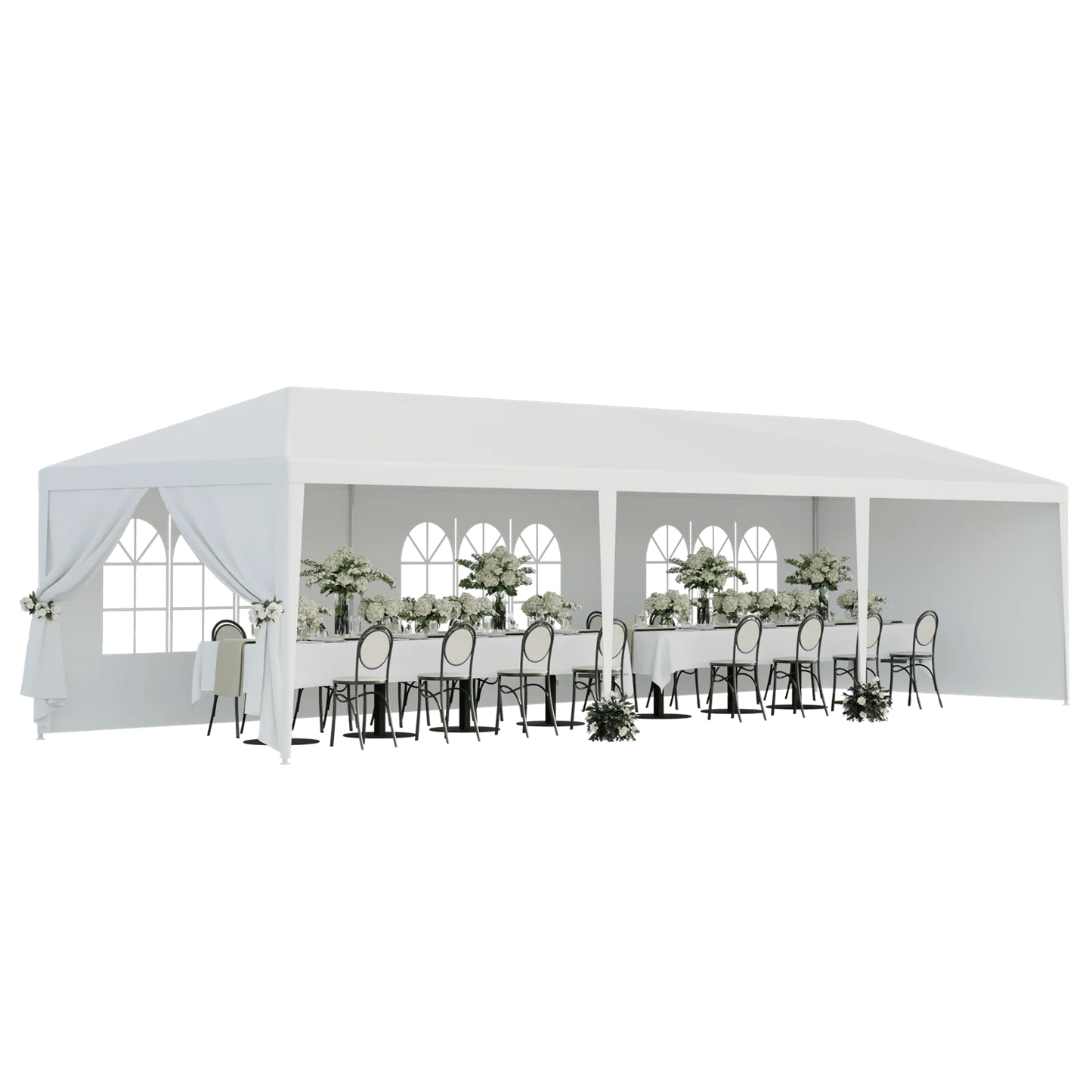ZENSTYLE Patio Wedding Party Tent Set White Waterproof Canopy - 10 x 30' White
