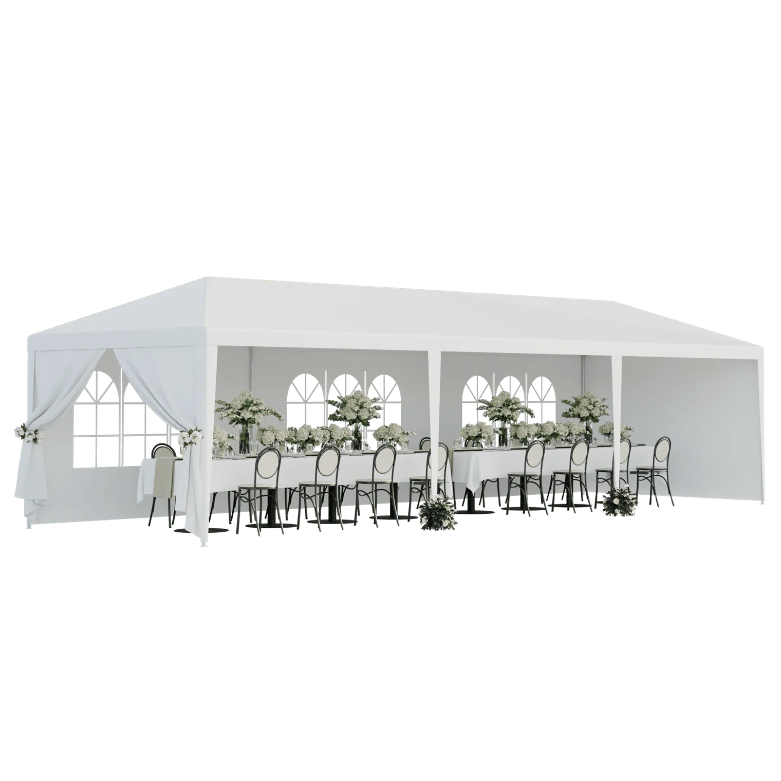 ZENSTYLE Patio Wedding Party Tent Set White Waterproof Canopy - 10 x 30' White