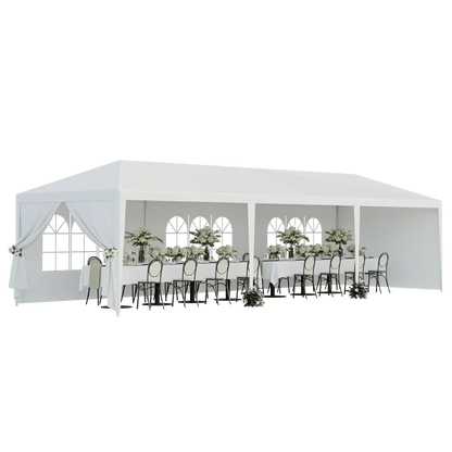 ZENSTYLE Patio Wedding Party Tent Set White Waterproof Canopy - 10 x 30' White