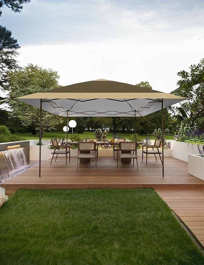 12x12FT Pop Up Gazebo,Canopy Tent on Clearance,Outdoor Patio Gazebo,Tent for Party,Wedding,Outdoor Dining,Backyard(Khaki+Light Khaki)