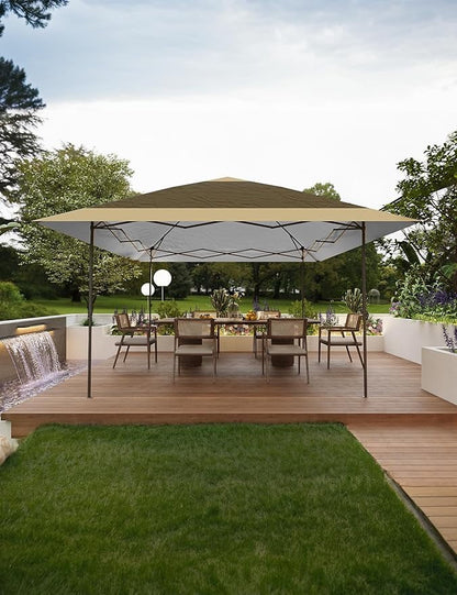 12x12FT Pop Up Gazebo,Canopy Tent on Clearance,Outdoor Patio Gazebo,Tent for Party,Wedding,Outdoor Dining,Backyard(Khaki+Light Khaki)