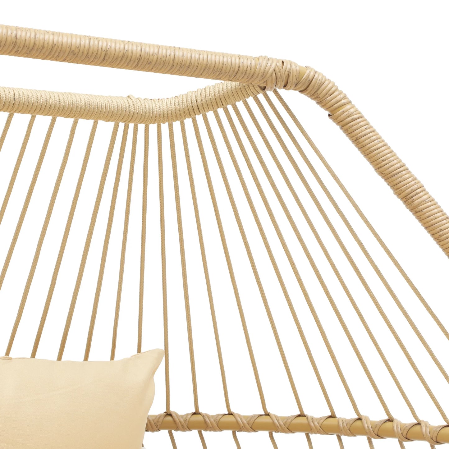 Uforic Beige Dual Egg Seat with Base, 2-Person Wicker Egg Chair for Indoor/Outdoor Patio Use with Cushions, Supports up to 510lbs, Perfect for Patio, Bedroom, Garden, and Balcony