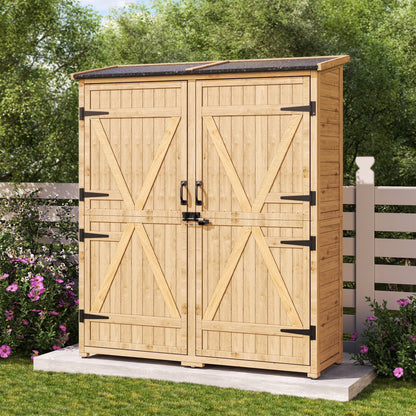 Asofer Outdoor Storage Shed, Storage Cabinet Clearance, Wooden Tool Shed, Deck Cabinet for Outside Patio Lawn