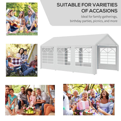 Topcobe 10' x 20' Heavy Duty Party Tent & Carport with Removable Sidewalls and Double Doors, Large Canopy Tent, Sun Shade Shelter, Outdoor Patio Canopy for Garden Backyard Parties, BBQ, White