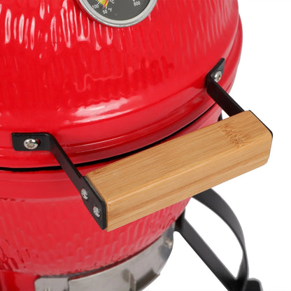 13 Inch Orange Ceramic Charcoal Grill Round Kamado Style BBQ Cooker Portable Outdoor Smoker Barbecue Grill for Patio Garden Backyard Camping Cooking with Vents and Temperature Control Grill Rack