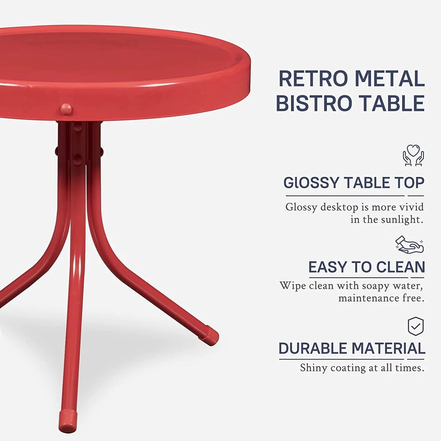 Efurden Patio Bistro Set Retro Metal Outdoor Seating Set Conversation Set 3 Pieces, 2 C-Spring Motion Armchairs and Round Side Table for Porch Lawn Garden, Red