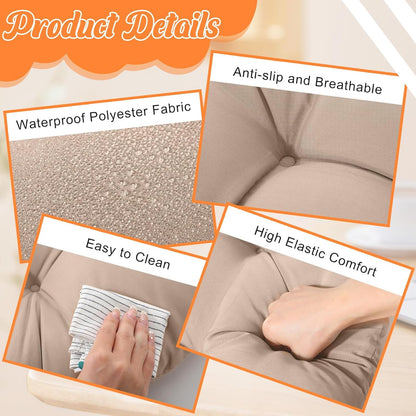 Outdoor Chair Cushions Set of 6 Waterproof Sun Protection Square Tufted Overstuffed Patio Furniture Seat Cushion for Patio Funiture Dining Indoor 19" x 19"