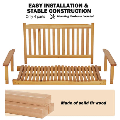 Garvee Outdoor Wooden Porch Swing 4FT, Patio Porch Bench Swing, Heavy Duty 440LBS Hanging Swing Chair Beach Outdoor Swings with Hanging Chain, Spring for Garden Deck Patio Outdoor Yard