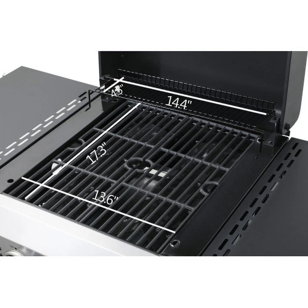 Yardmaster 24600 BTU Propane Gas Grill, 2-Burner BBQ Grill with Side Tables, Wire Enamel Cooking Grids, for Patio, Pool, Yard, Picnic and outdoor Barbecue