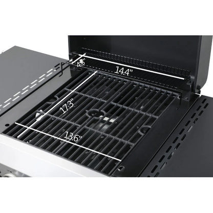 Yardmaster 24600 BTU Propane Gas Grill, 2-Burner BBQ Grill with Side Tables, Wire Enamel Cooking Grids, for Patio, Pool, Yard, Picnic and outdoor Barbecue