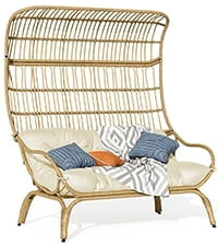 DWVO Wicker Egg Chair, Oversized Indoor Outdoor Lounger for Patio, Backyard, Living Room, Beige