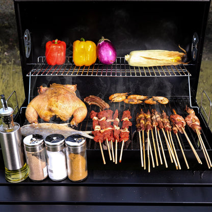 Uten Charcoal Grill Outdoor BBQ Smoker Picnic Camping Patio Backyard Cooking, Black