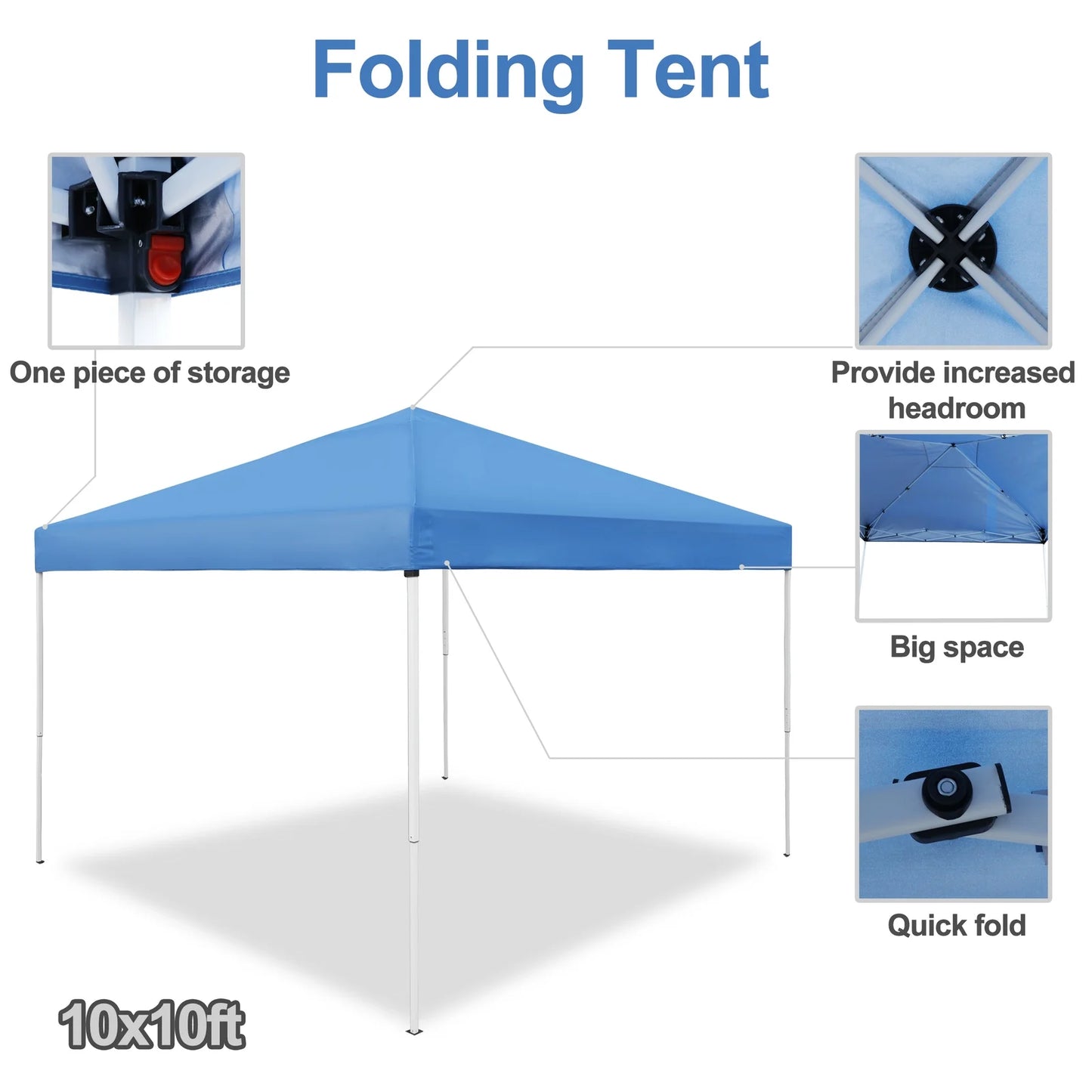 NALYL Canopy Tent, 10X10 FT Pop Up Canopy Outdoor Instant Tent Slant Legs with Carrying Bag, Portable Gazebo Shelter for Patio Deck Garden and Beach