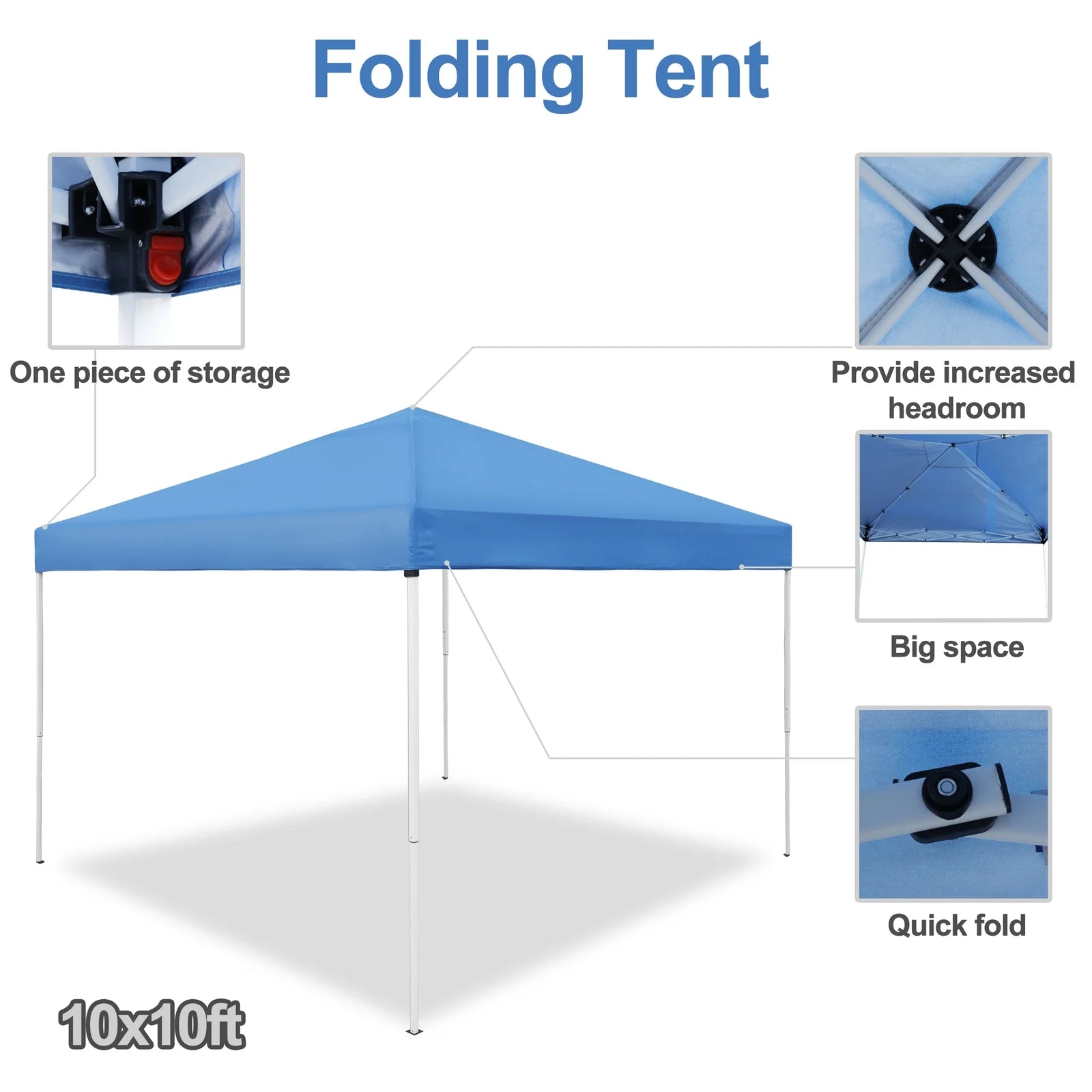 NALYL Canopy Tent, 10X10 FT Pop Up Canopy Outdoor Instant Tent Slant Legs with Carrying Bag, Portable Gazebo Shelter for Patio Deck Garden and Beach