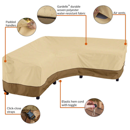 Classic Accessories Veranda Water-Resistant 100 Inch Patio V-Shaped Sectional Lounge Set Cover