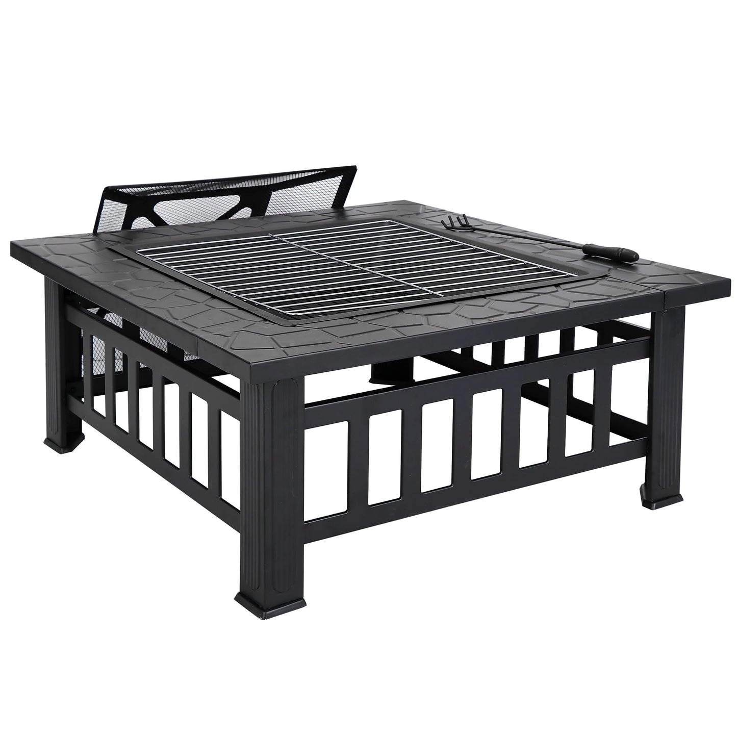 ZENY 32" Outdoor Fire Pit Square Metal Firepit Patio Garden Stove Wood Burning