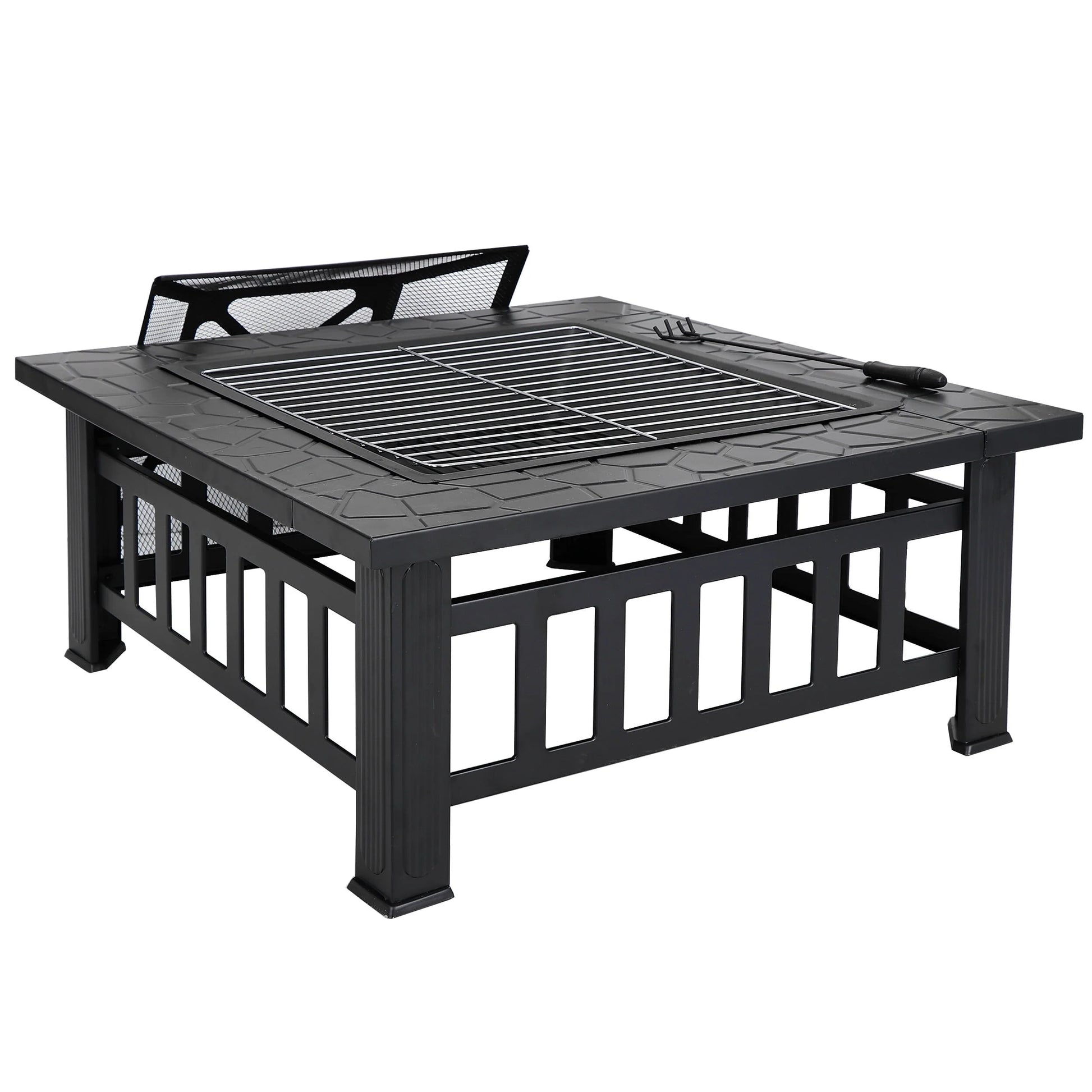 ZENY 32" Outdoor Fire Pit Square Metal Firepit Patio Garden Stove Wood Burning