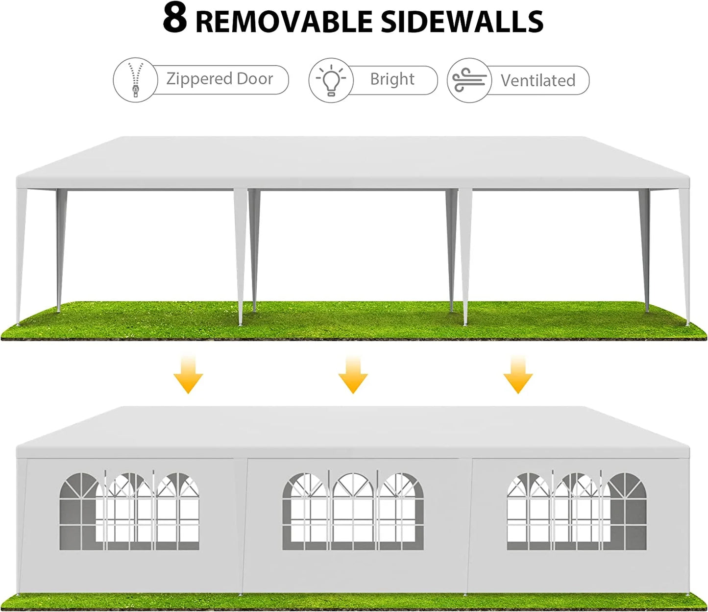 SLSRFD 10'x30' Outdoor Canopy Tent Patio Camping Gazebo Shelter Pavilion Cater Party Wedding BBQ Events Tent w/Removable Sidewalls
