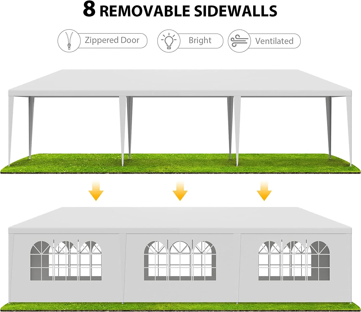 SLSRFD 10'x30' Outdoor Canopy Tent Patio Camping Gazebo Shelter Pavilion Cater Party Wedding BBQ Events Tent w/Removable Sidewalls