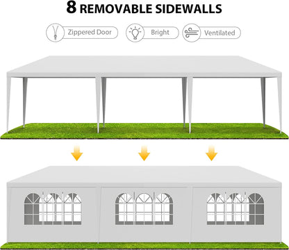 SLSRFD 10'x30' Outdoor Canopy Tent Patio Camping Gazebo Shelter Pavilion Cater Party Wedding BBQ Events Tent w/Removable Sidewalls