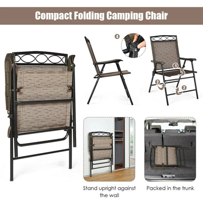 Gymax 2PCS Folding Chairs Patio Garden Outdoor w/Steel Frame Armrest Footrest