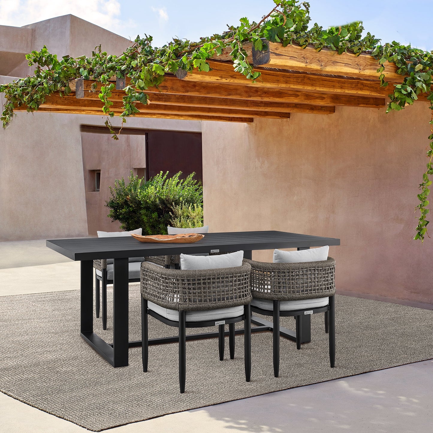 Menorca Outdoor Patio Dining Table in Aluminum
