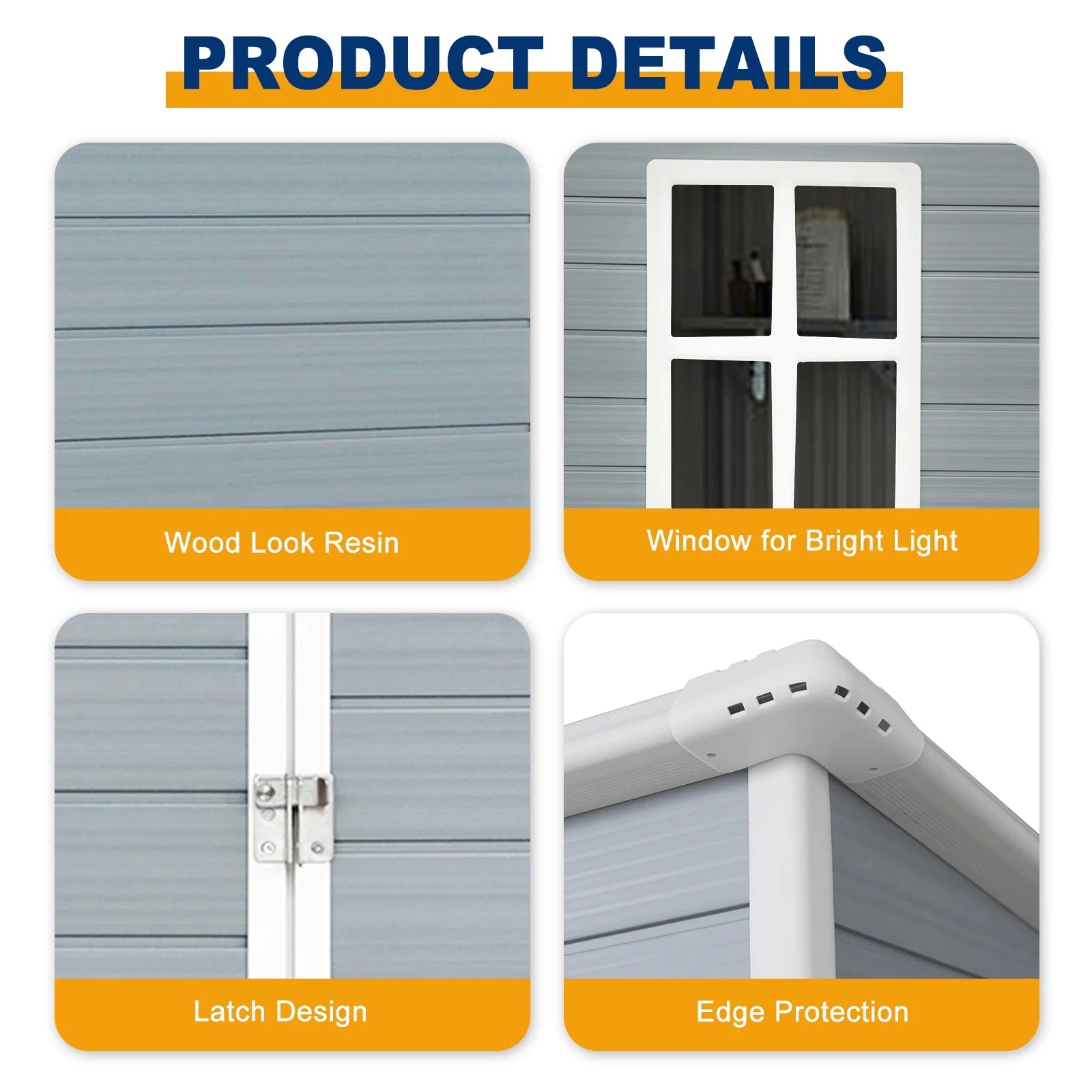 5'3' Outdoor Storage Shed, Resin Storage Cabinet, Garden Tool Shed with Double Lockable Doors, Organizer Cabinet for Patio Yard, Gray
