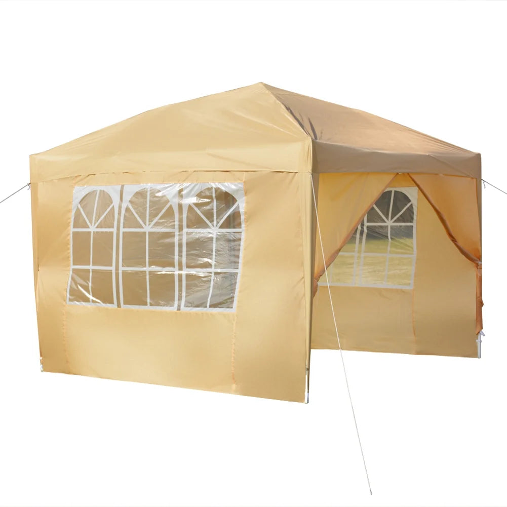 Spaco 10x10 FT pop up canopy with 2 Windows And 2 Doors, Instant Canopies Portable Gazebo UV Resistant Waterproof Enclosed Canopy Tent for Outdoor Events, Patio, Backyard, Party, Khaki