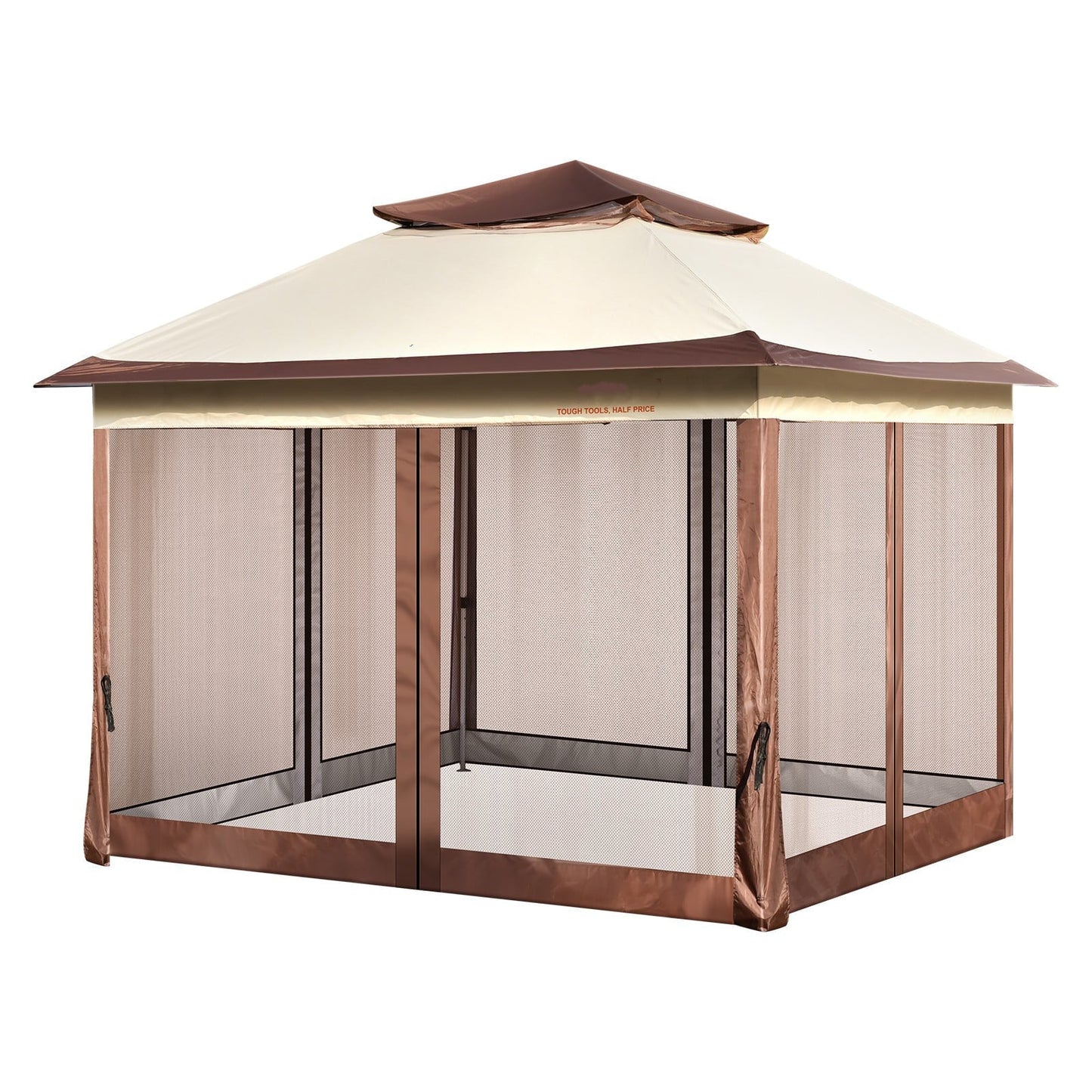 BENTISM Patio Gazebo, 11 x 11 FT Pop up Gazebo Tent for 8-10 Person, with Mosquito Netting, Metal Frame, and PU Coated 250D Oxford Cloth, Outdoor Canopy Shelter