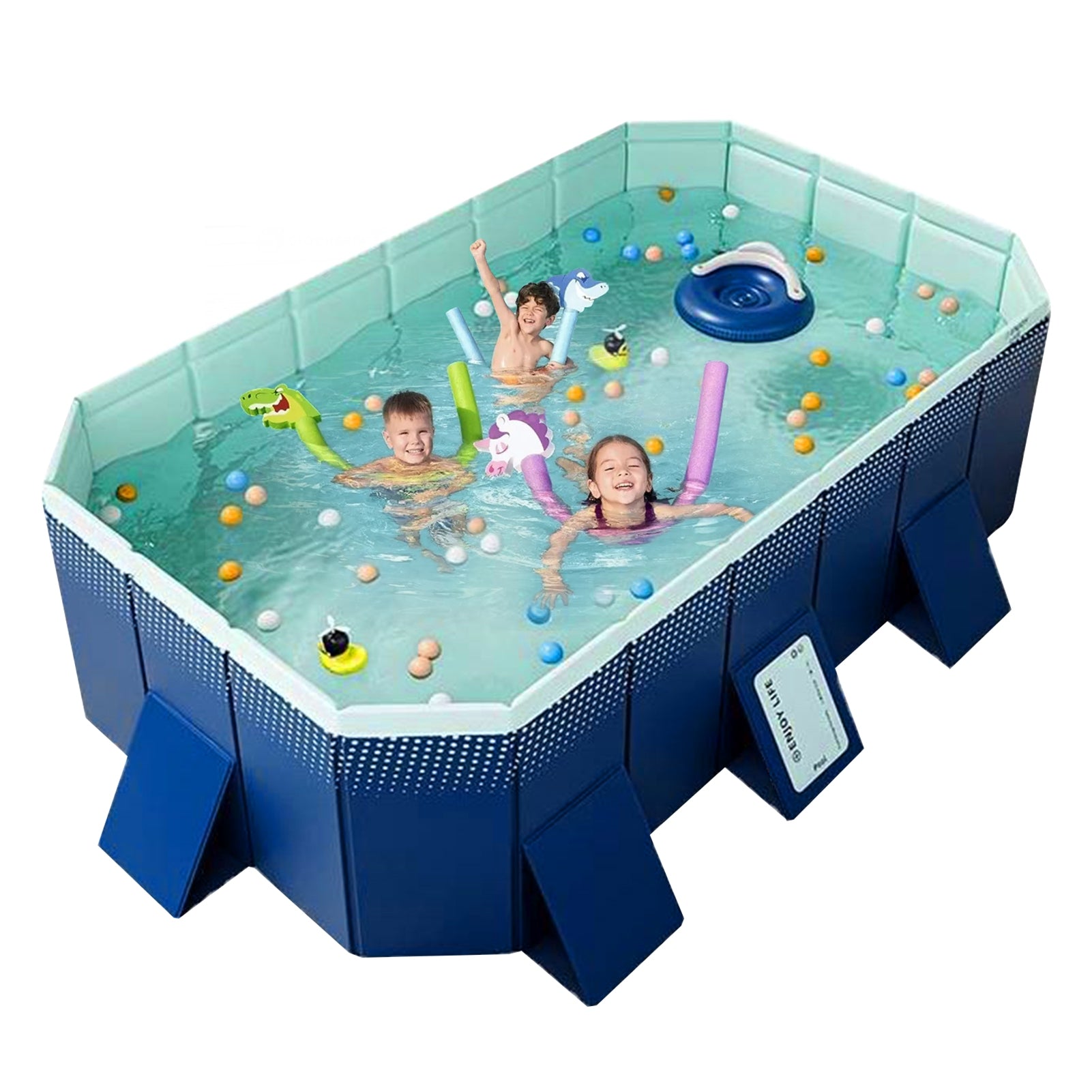 mwptoo Foldable Swimming Pool, Installation-free Portable Kids Swimming Pool, Collapsible Inflatable-Free Large Pool, for Adult Puppy Garden Patio