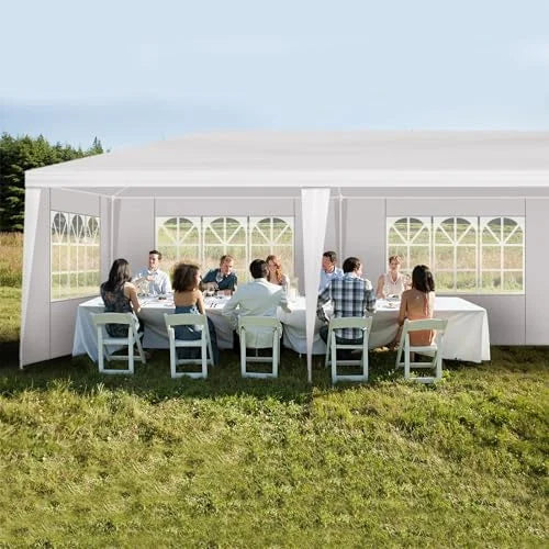 10'x30' Party Tent,Outdoor Heavy Duty Canopy with 5 Sidewalls,Patio Events Canopy Gazebo Shelter,Waterpoof Wedding Tent for Family Gatherings Parties Carport