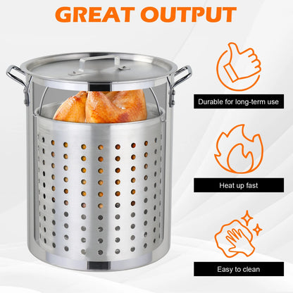 OverPatio 30qt Turkey Fryer Pot Boiler,Outdoor Aluminum Turkey Fryer with Injector Thermometer