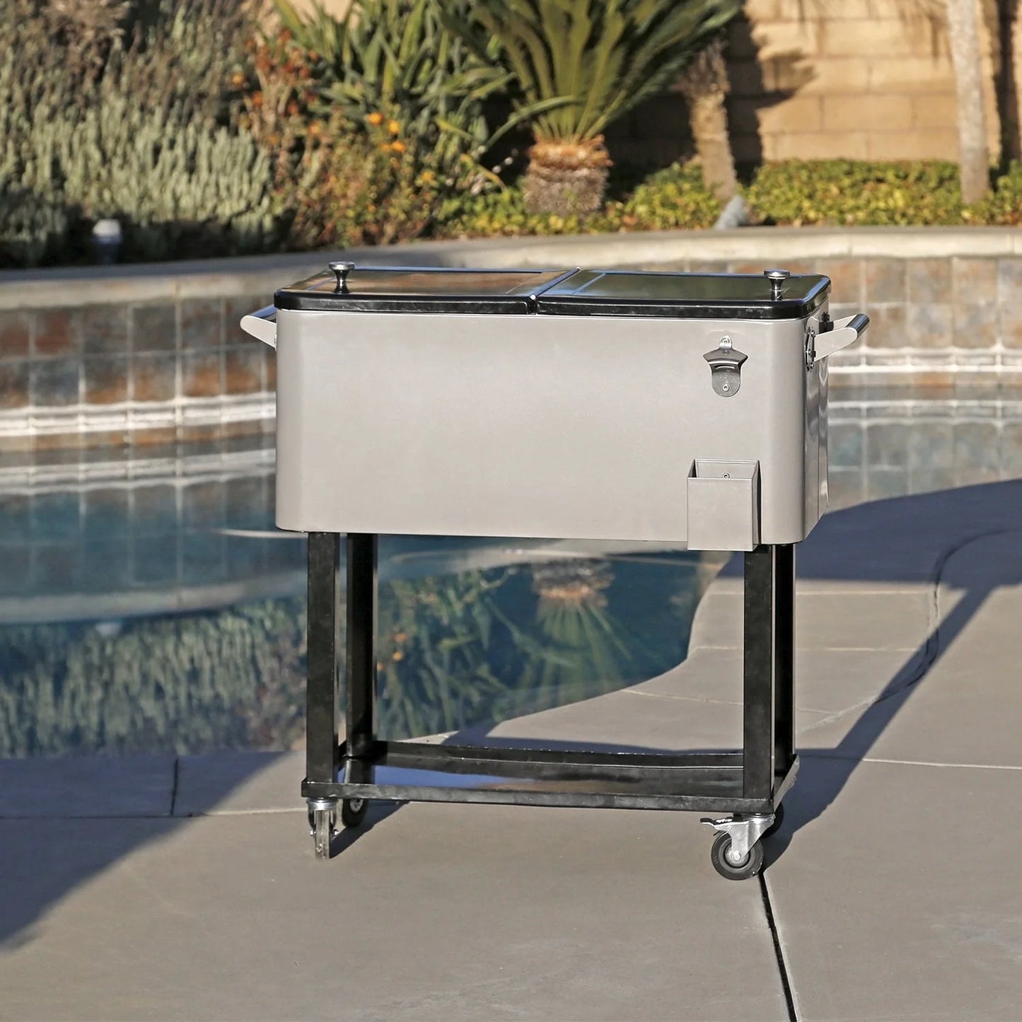 Clevr 80 Quart Quart Rolling Cooler Ice Chest Patio Outdoor Picnic Portable