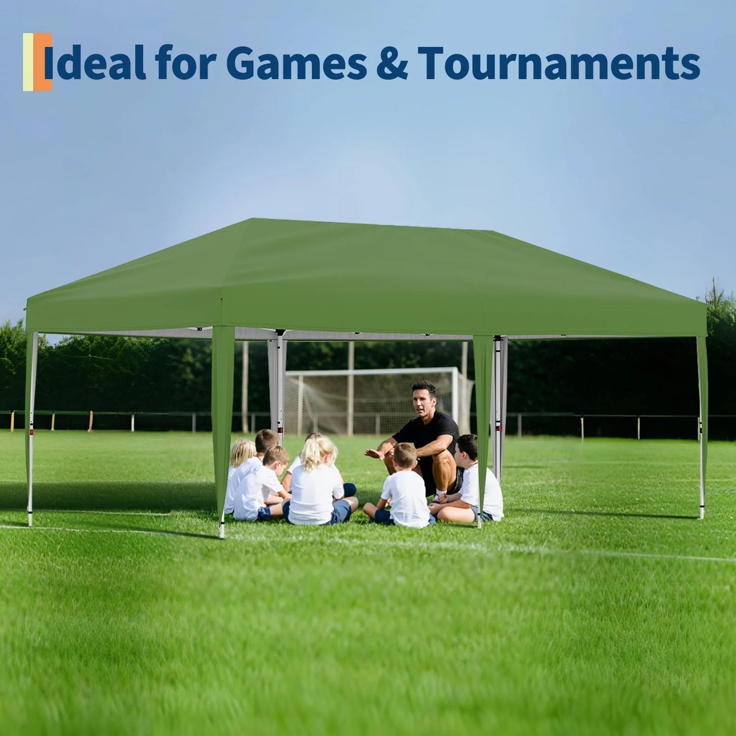 Riedhoff 10'x 20' Pop-up Canopy Tent with 2 Sidewalls,12 Stakes & 6 Sandbags,for Patio,Party,Green