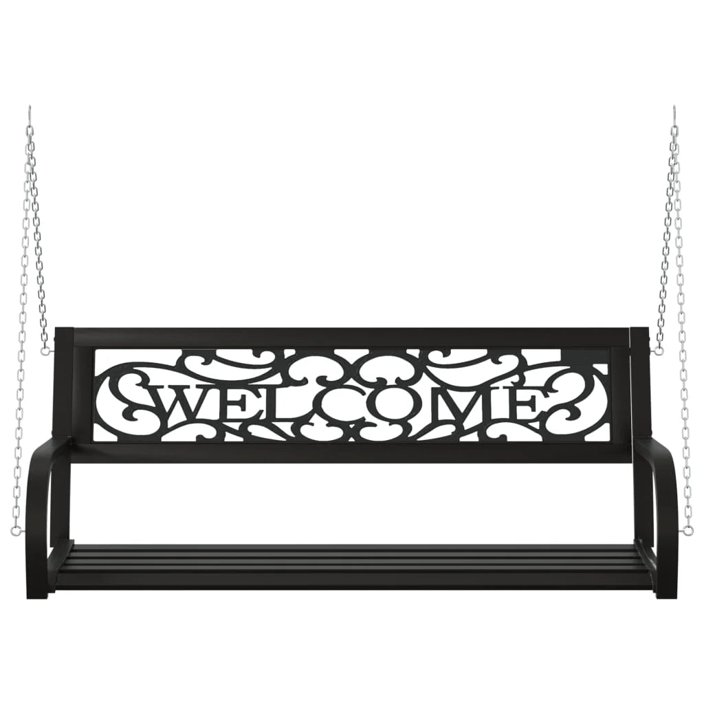 vidaXL Patio Swing Bench 49.2" Steel and Plastic Black