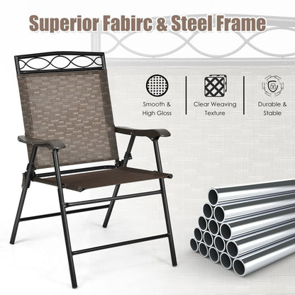 Gymax 2PCS Folding Chairs Patio Garden Outdoor w/Steel Frame Armrest Footrest