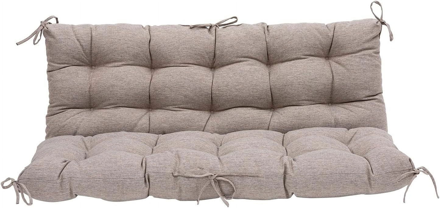 Outdoor/Indoor Bench Cushion,Porch Swing Replacement Cushions 2-3 Seater Loveseat Chair Pads with Backrest and Ties for Garden Patio Furniture (51inx40in, TAN/GREY)