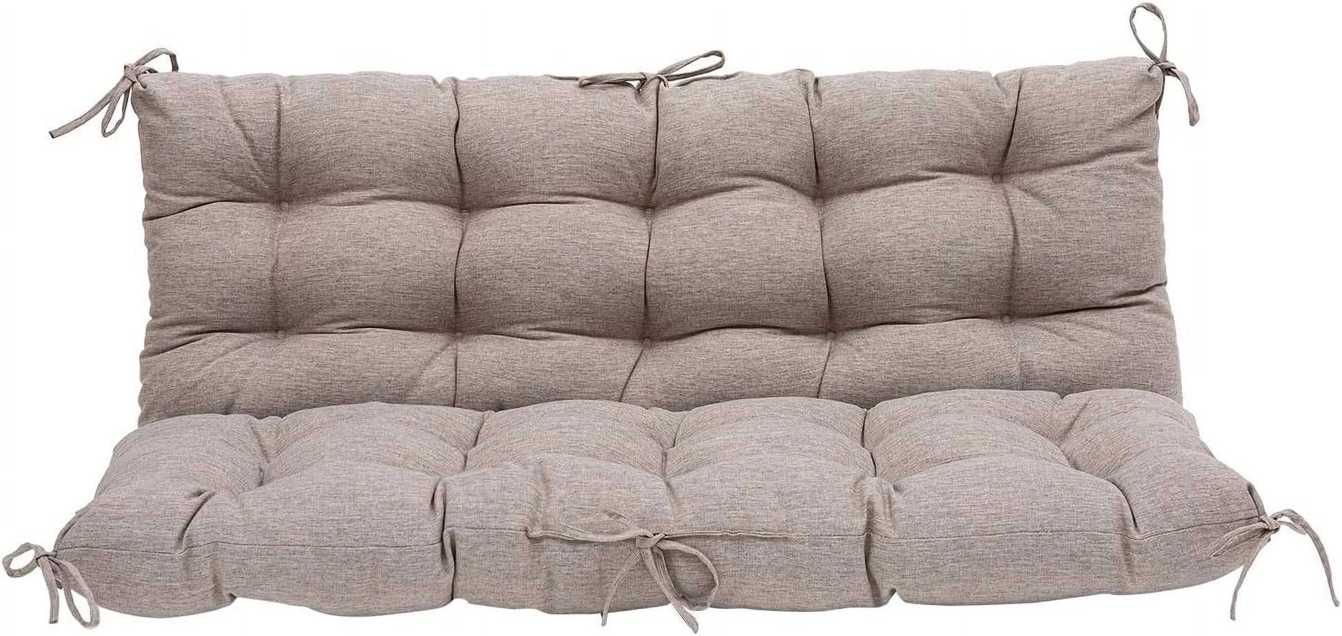 Outdoor/Indoor Bench Cushion,Porch Swing Replacement Cushions 2-3 Seater Loveseat Chair Pads with Backrest and Ties for Garden Patio Furniture (51inx40in, TAN/GREY)
