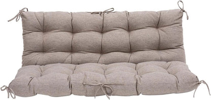 Outdoor/Indoor Bench Cushion,Porch Swing Replacement Cushions 2-3 Seater Loveseat Chair Pads with Backrest and Ties for Garden Patio Furniture (51inx40in, TAN/GREY)